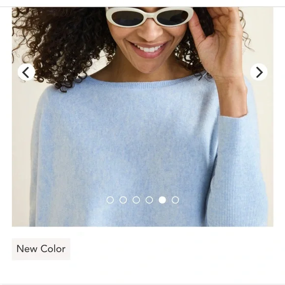 Garnet Hill Essential Cashmere Cropped Sweater Clearwater Heather Large - Picture 13 of 13